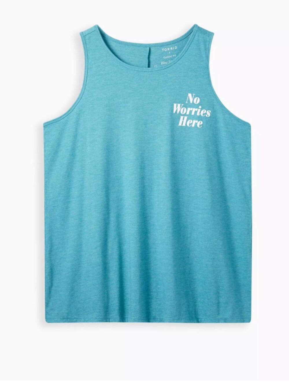Torrid No Worries Here Blue Graphic Tank Top Size 2X Plus